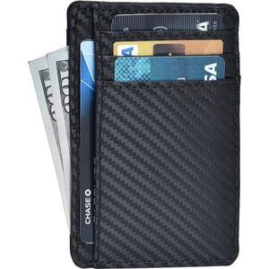 Minimalist Wallets for Men RFID Blocking Real Leather Slim Front Pocket Wallet